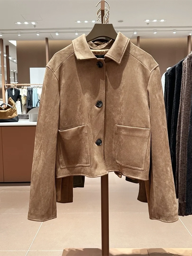 Cappotto lungo invernale in pelle scamosciata retrò Amber Glimmer da donna nuovo inverno 5002 Fibra di poliestere vintage Sle Altri materiali