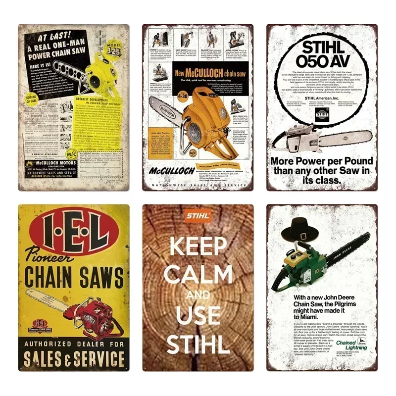 Signs Barker Stihl Chainsaws Classical Stickers Pub Farm Tin Poster Room Decor Wall Decor Art Decor Decoration Metal Plaque