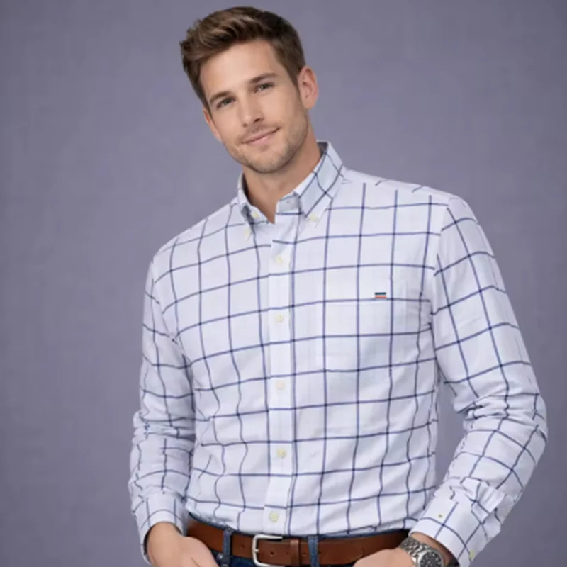 New Men's Cotton Long Sleeve Casual Smart Shirt Elegant Office Business Man Regular Fit Daily Use Clothing Dress Shirts Oversize