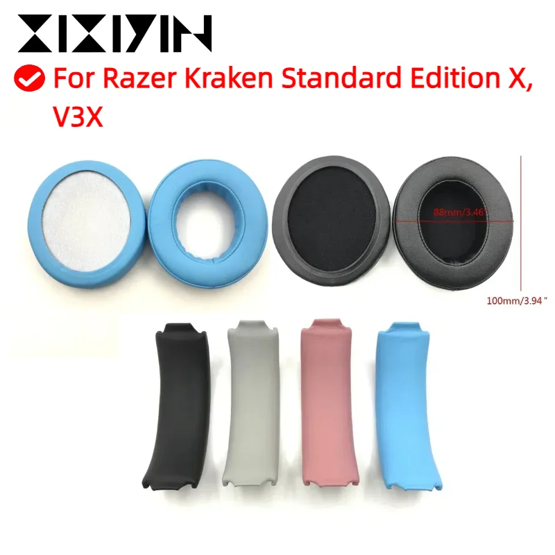 

Replacement Earpads Headband for Razer Kraken Standard Edition X, V3X Headset Ear pads Headphones Leather Sleeve Earphone XIYIN