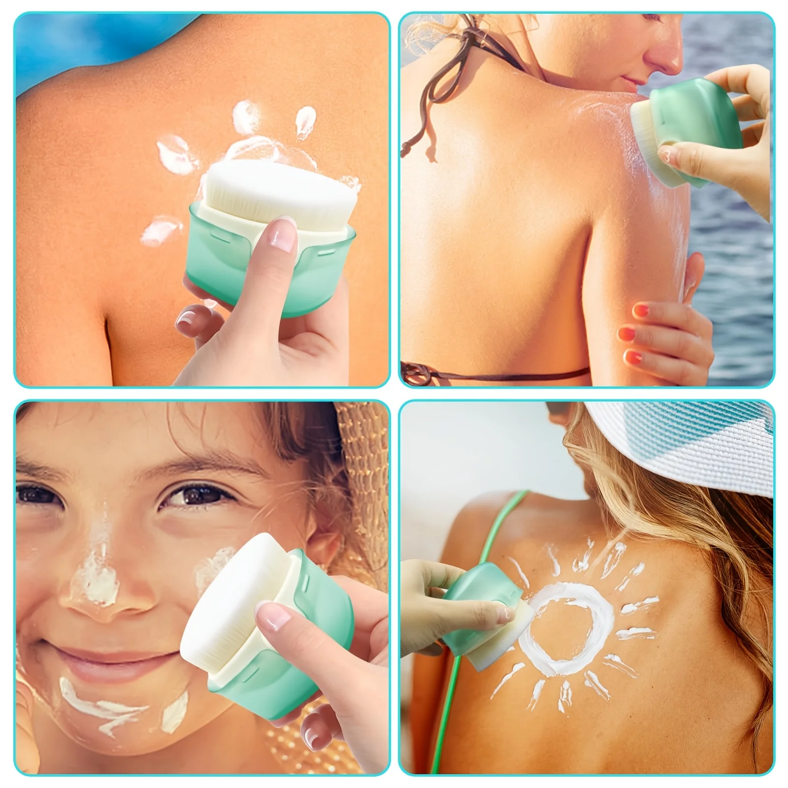 Sunscreen Application Brushes with Protective Cover,Designed for Applying Sunblock Lotion,Ideal for Outdoor Travel And Beach Use
