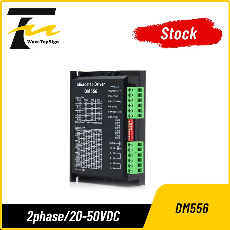 WaveTopSign DM556 Digital Stepper Motor Driver 2 Phase 5.6A for 57 86 Stepper Motor NEMA23 NEMA34 Stepper Motor Controller