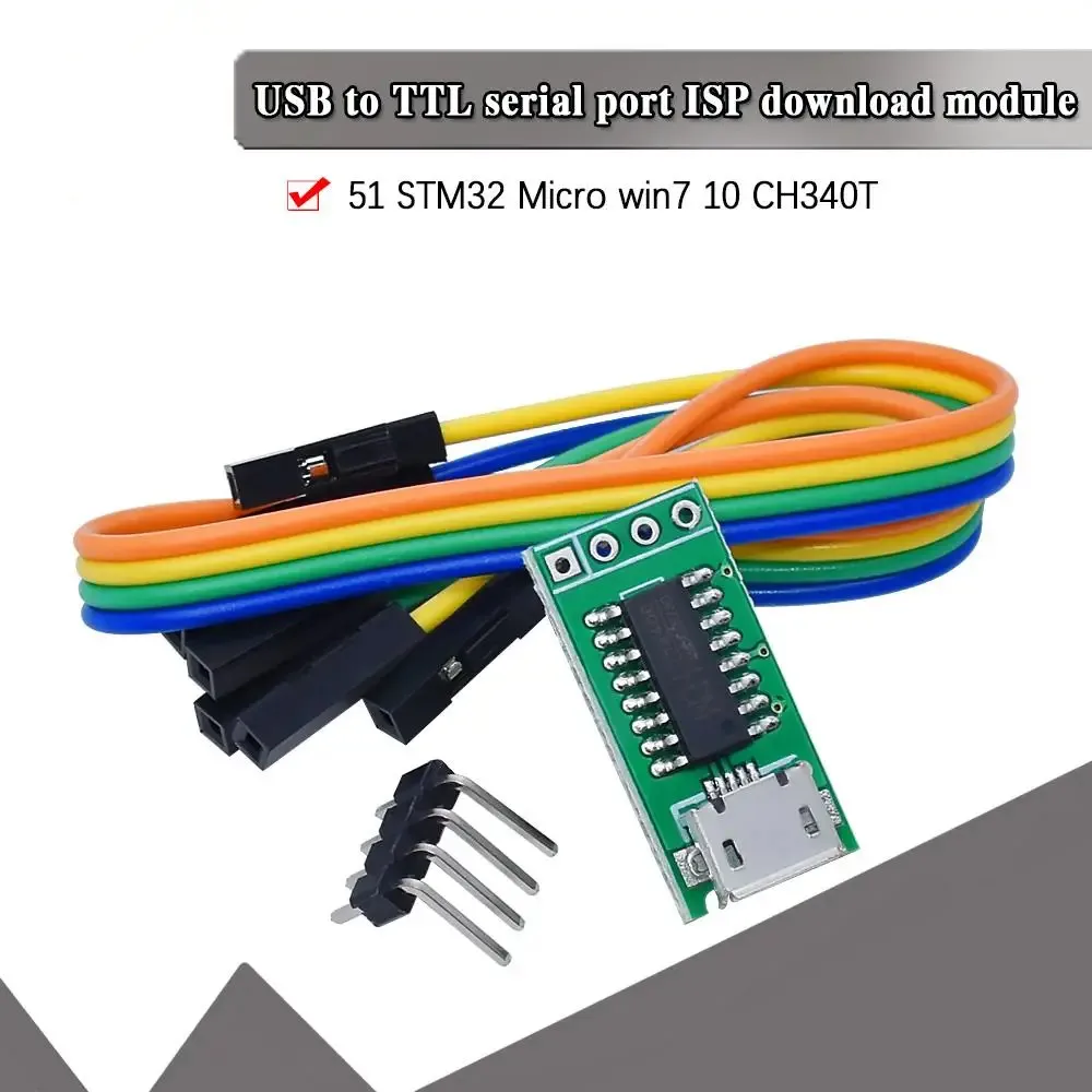 Micro USB to TTL Serial Port ISP Download Module 5V/3.3V 500ma Replace CP2102 CH340C CH340G CH340T For STM32 51 With DuPont Line