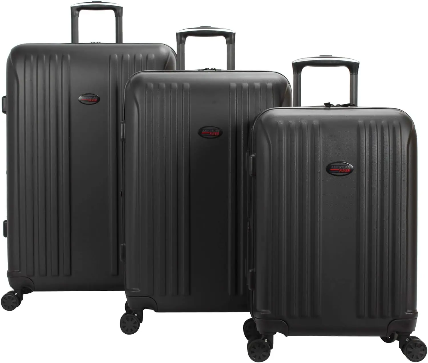 3 Piece Hard Shell carry on Luggage Set, Expandable Suitcases with 360-Degree Spinner Wheels, Retractable Handle, Black