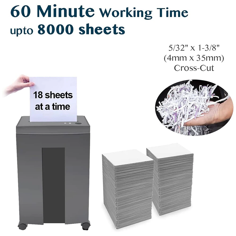 Paper Shredder for  Home Office  Heavy Duty 10-Sheet 40 Mins Running Time Cross Cut P-5 Grey
