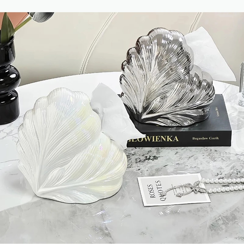 Heart Feather Shape Tissue Box Coffee Table Desk Decoration Lovely Ceramic Tissue Box Bedside Table Paper