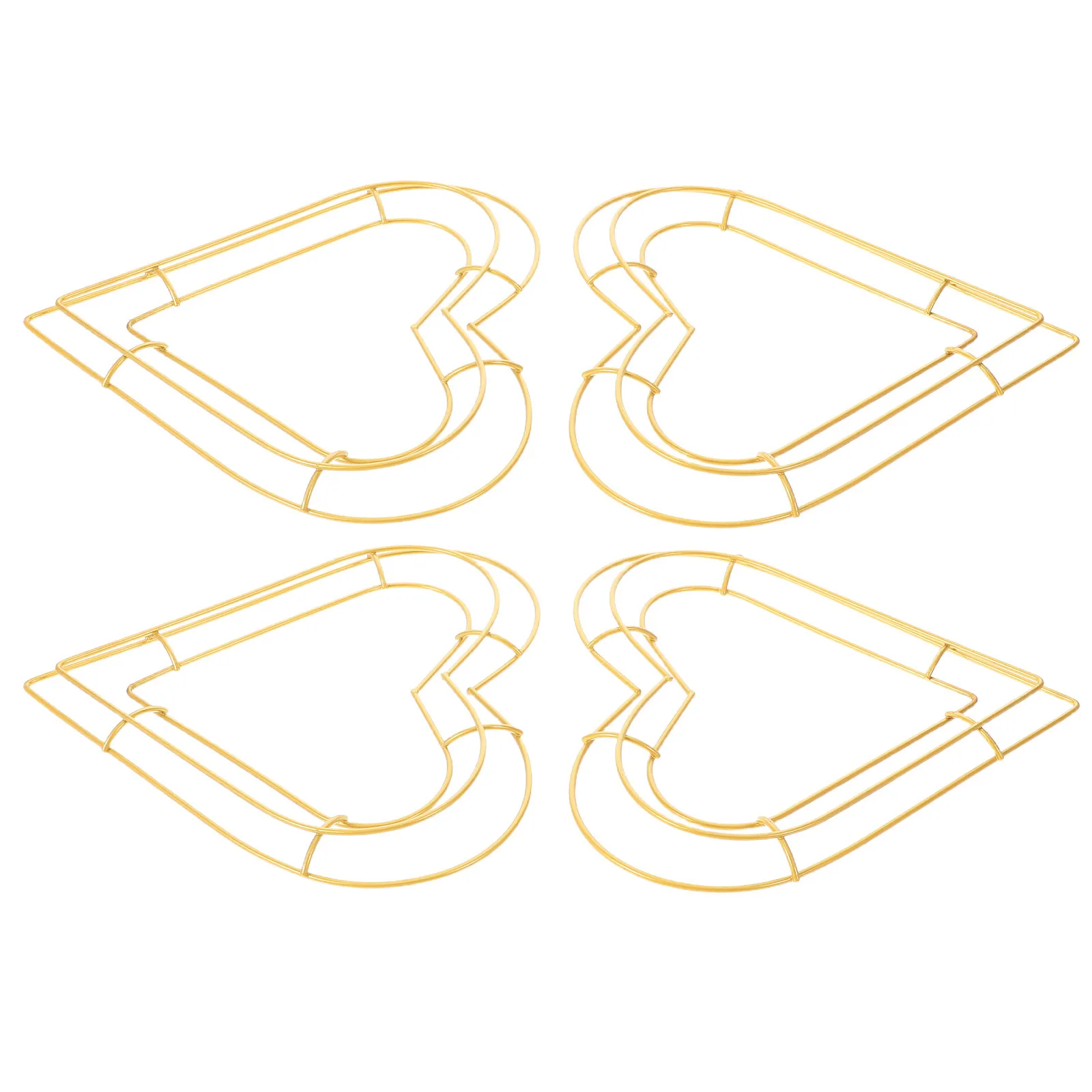 

4Pcs Heart Shaped Wreath Form 35Cm Iron Floral Hoop Romantic Golden Metal Ring for Valentine's Day Mother's Day Farmhouse Decor