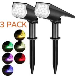 1-3Pcs 7LED Solar Powered Lamp Adjustable Solar Spotlight In-Ground IP65 Waterproof Landscape Wall Light Outdoor Garden Lighting