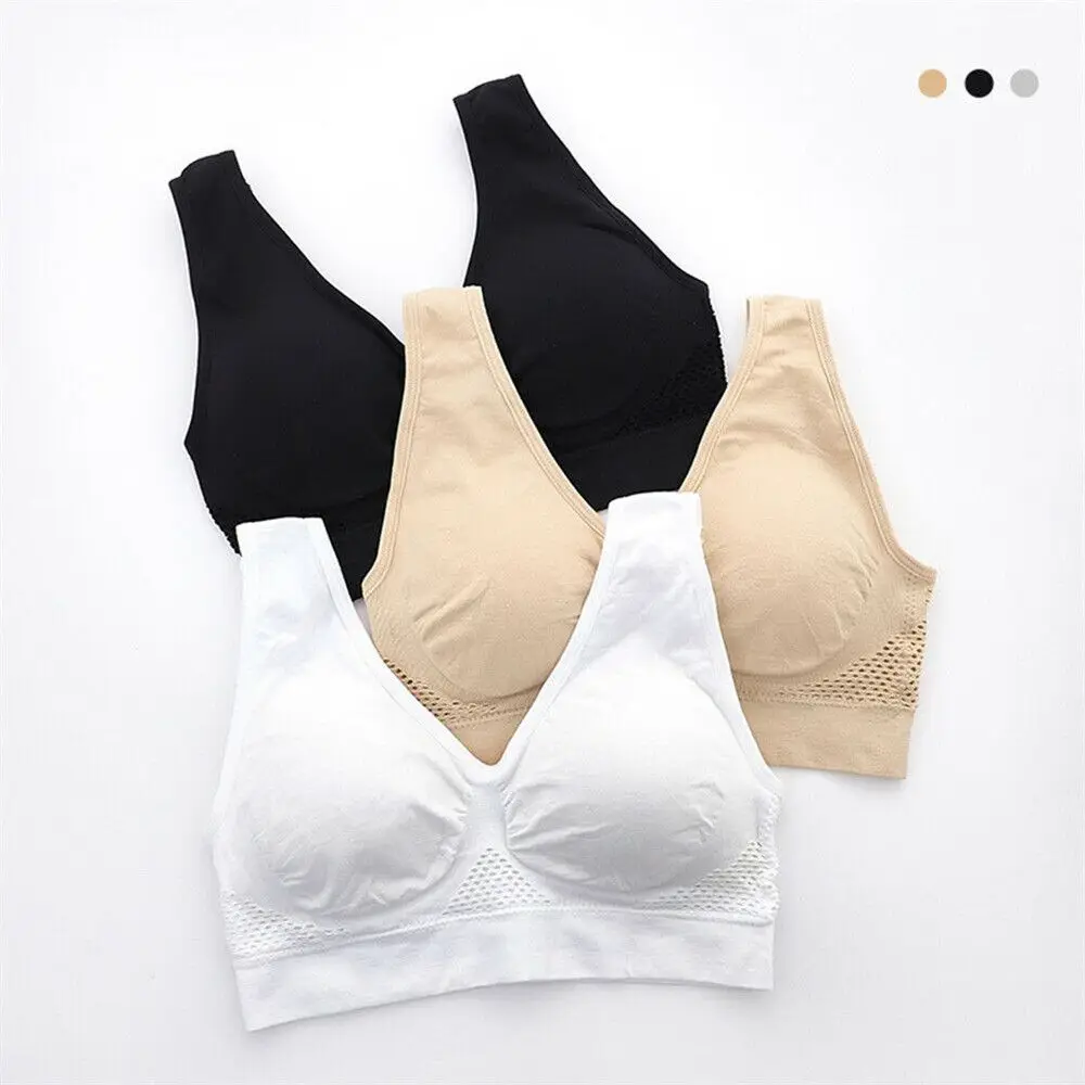 Plus Size Women Sports Bra Shockproof Breathable Wireless Push-Up Vest Bra Sports Underwear