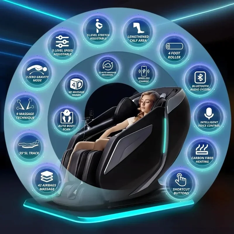 Full Body Zero Gravity Recliner Massage Chair, 15 Modes, 11 Techniques, 40 Airbags, Yoga Stretch, APP Control