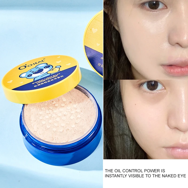 OCHEAL Whitening Facial Makeup With Waterproof Makeup Loose Setting Powder Evenly Applied Oil-Control Powder Foundation