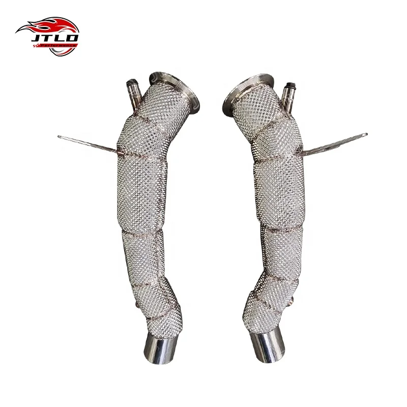 JTLD 304 Stainless Steel Racing Downpipe For Ferrari 458-High Performance Exhaust System With Heat Shield And Polished Finish