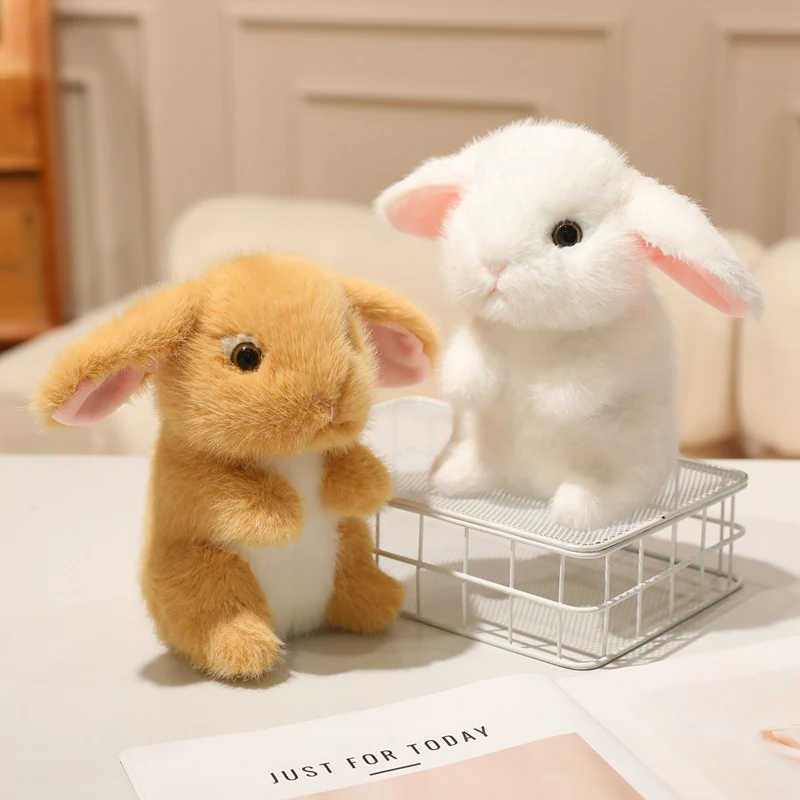 Realistic Floppy Ear Rabbit Plush Toy Soft Fluffy Bunny Stuffed Doll Multiple Colors Kawaii Room Decor Gift