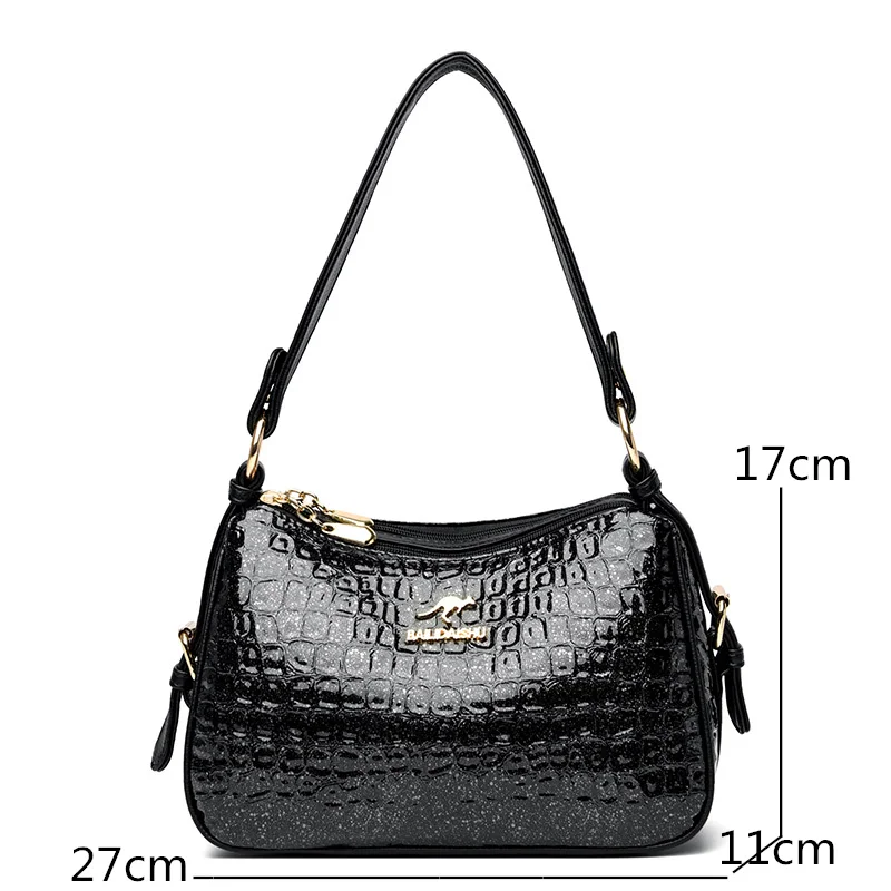 High Quality Crocodile Leather Pattern Shoulder Messenger Bag for Women 2023 Fashion Solid Color Luxury Ladies Handbag Women Bag