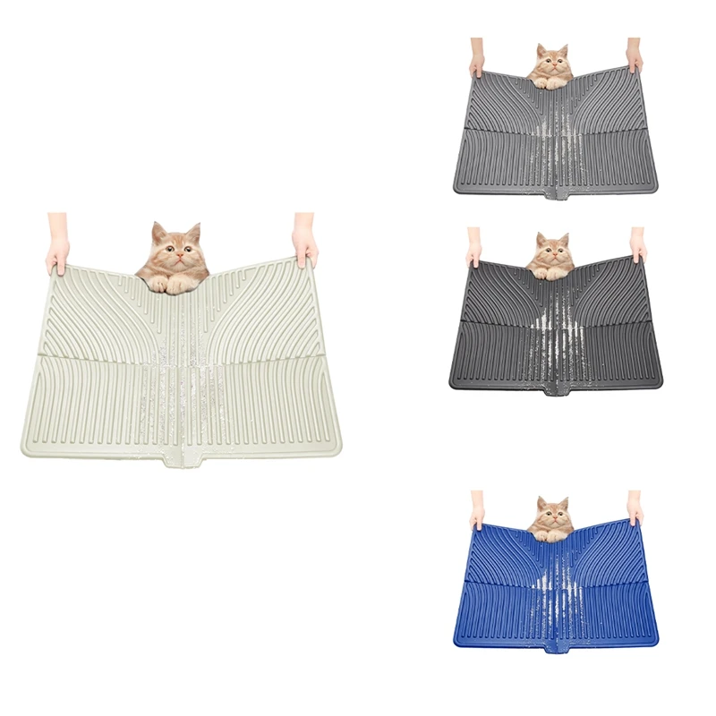 

Cat Litter Mat, Large Kitty Litter Trapping Mat Soft On Kitty Paws, Litter Box Mat Keep Floor Clean Easy To Use Blue