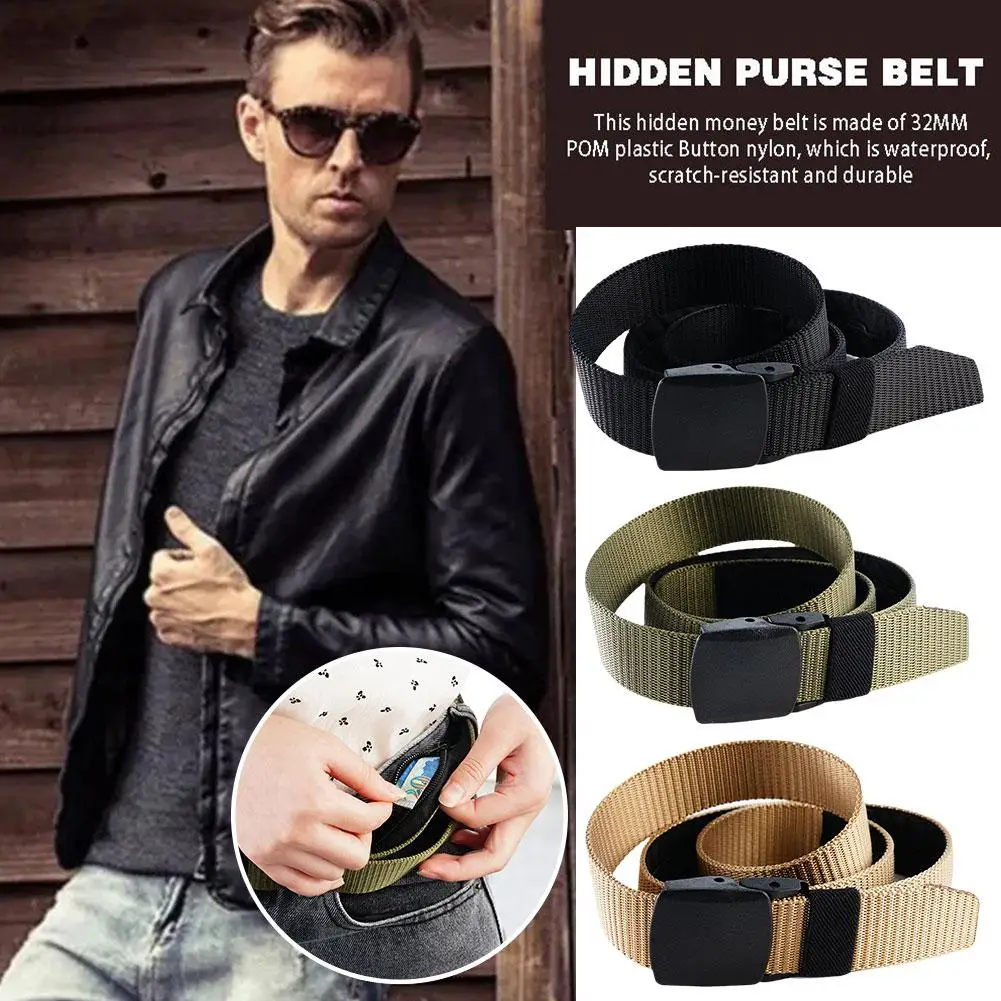 Hidden Money Belt Wallet Waist Bag Plastic Steel Nylon Belt Safety Women's Multifunctional Outdoor Burglar Travel Belt Q0B5