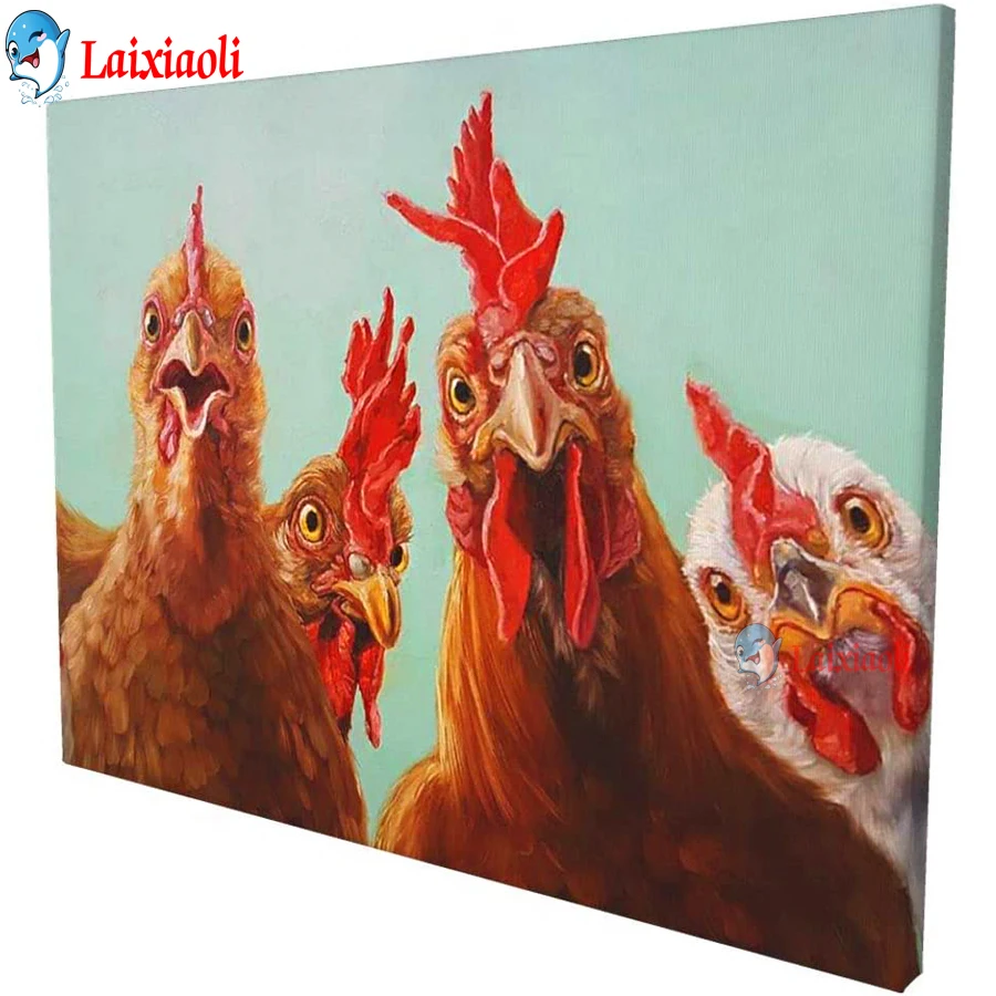 

Cute color textured chicken rooster hen 5D Full Square DIY Diamond Painting Cross Stitch Handmade Diamond Embroidery Home Decor