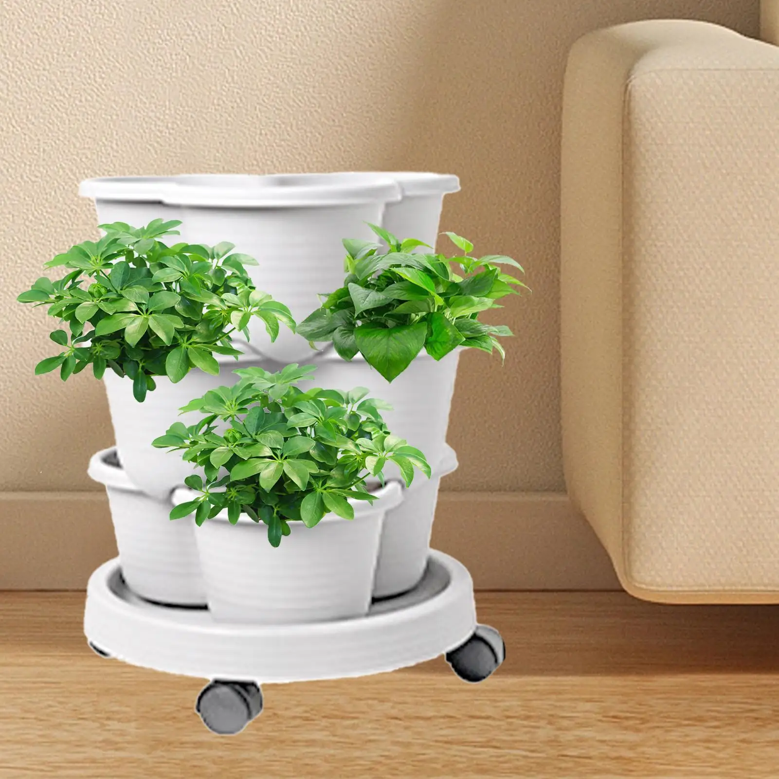 Vertical Planter Tower Tiered Planter Outdoor Stacking Flowerpot Container With Removable Wheels & Tool Kit Flower Pots Plant