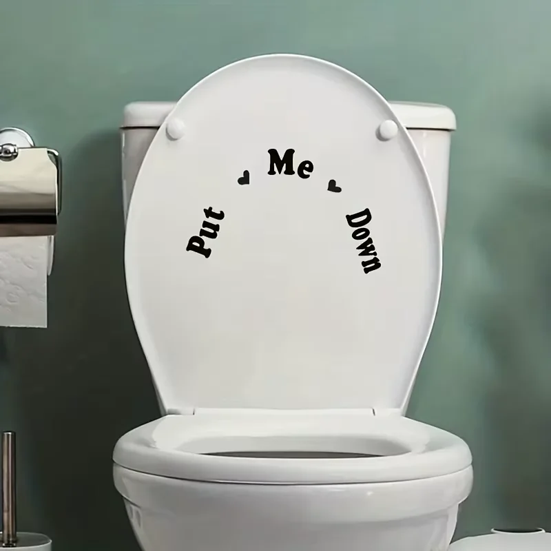 “Put Me Down” Toilet Seat Vinyl Sticker, Cleaning Reminder Decorative Art Sticker, Humorous Bathroom Sign Decoration