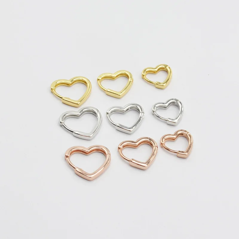 Pendientes de aro de corazón hueco para mujer, joyería de fiesta, Piercing de puño de oreja Vintage, Color dorado/plateado, diseño Simple, 20g