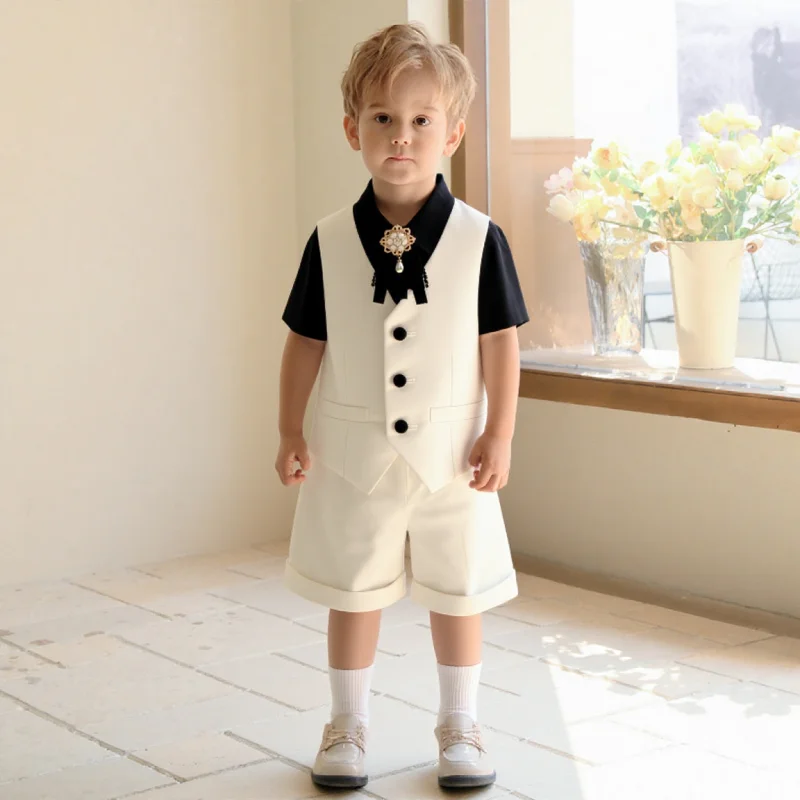 School Kids Graduation Party Photogaphy Suit Set Boys Wedding Dress Children's Piano Host Speech Performance Costume