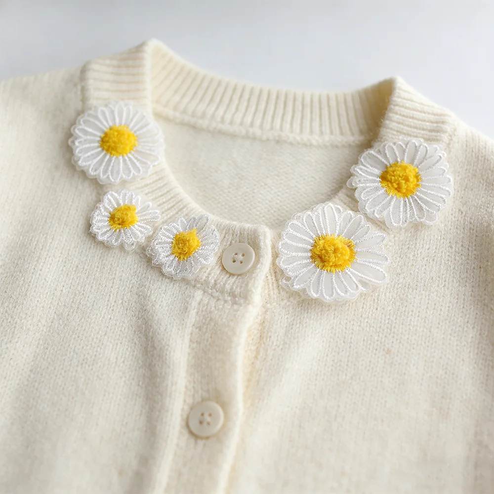 5Pcs Flower White Daisy Patches For Clothing Embroidery Double Layer Applique Sewing Craft