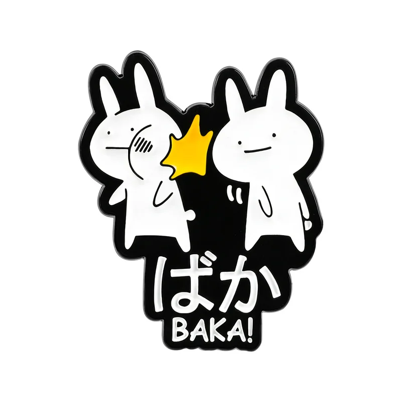 Cartoon double rabbit-shaped badges, Cute animal letter series alloy pins, accessory for clothing and bags, gift for friends