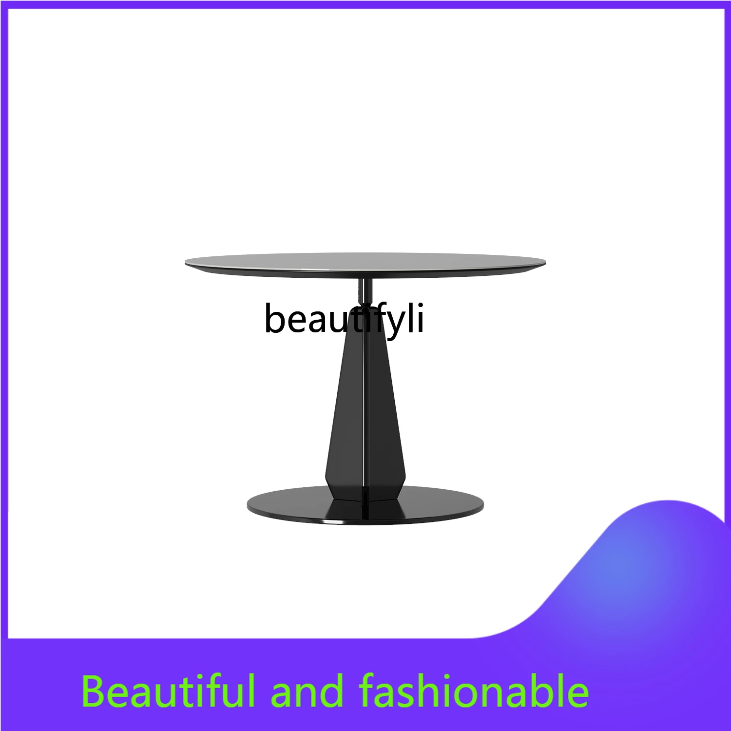 

Japanese-Style round Liam Dining Table Black and White Color Matching Simple Small Apartment Balcony Coffee Table round Table