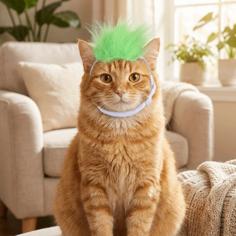 Fashion Adjustable Elastic Cat Wig Novelty Eye-catching Cat Headdress Cute Cat Funny Props Dress Up