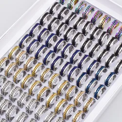 Wholesale Bulk 20pcs/Lots Rotatable Chain Spinner Stainless Steel Rings Decompression Jewelry For Men Women Mix Style