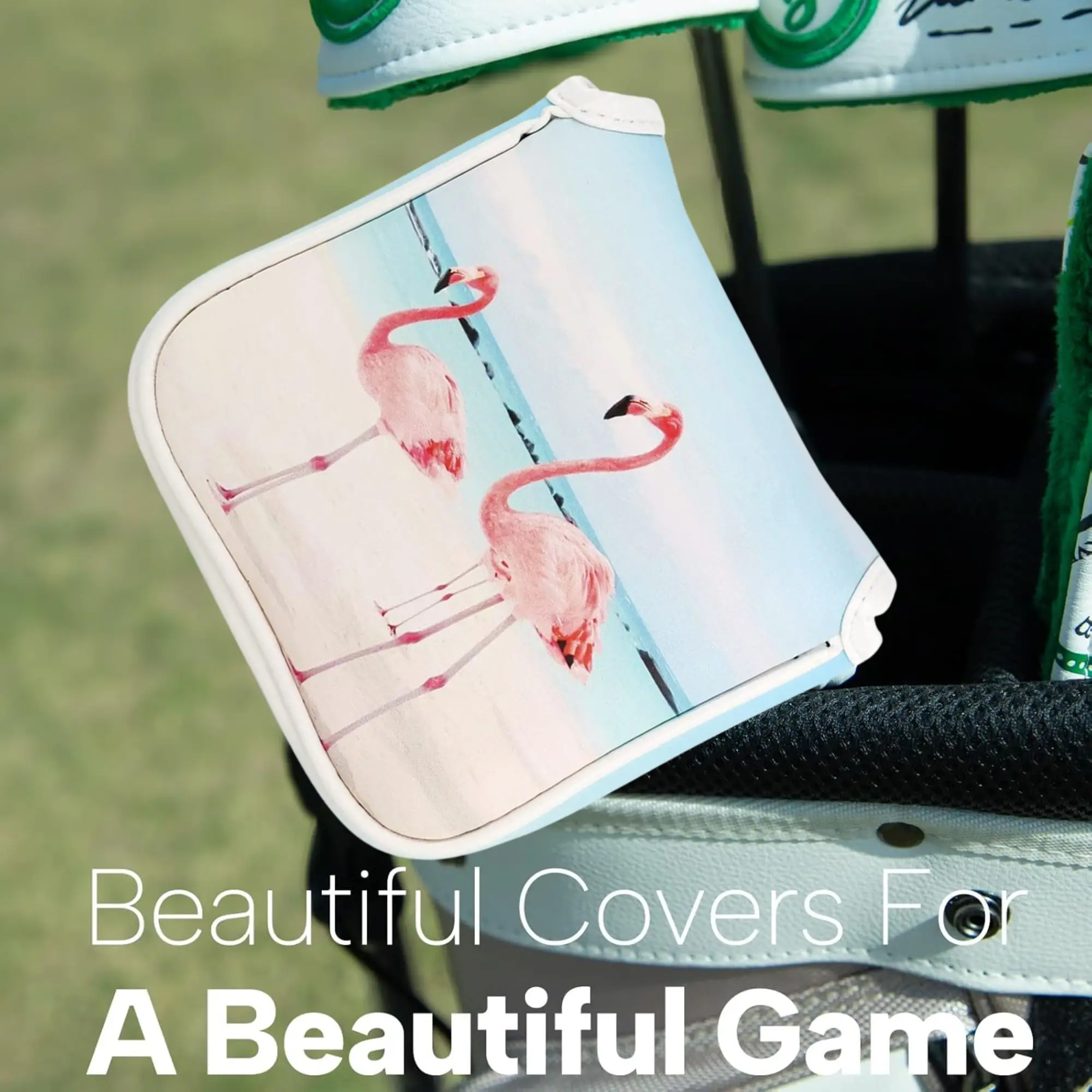 Big Crazy Golf Club Covers Funny Golf Head Covers Yeti Flamingo Mallet Headcover with Magnetic Sealing Golf Club Head Covers view 3