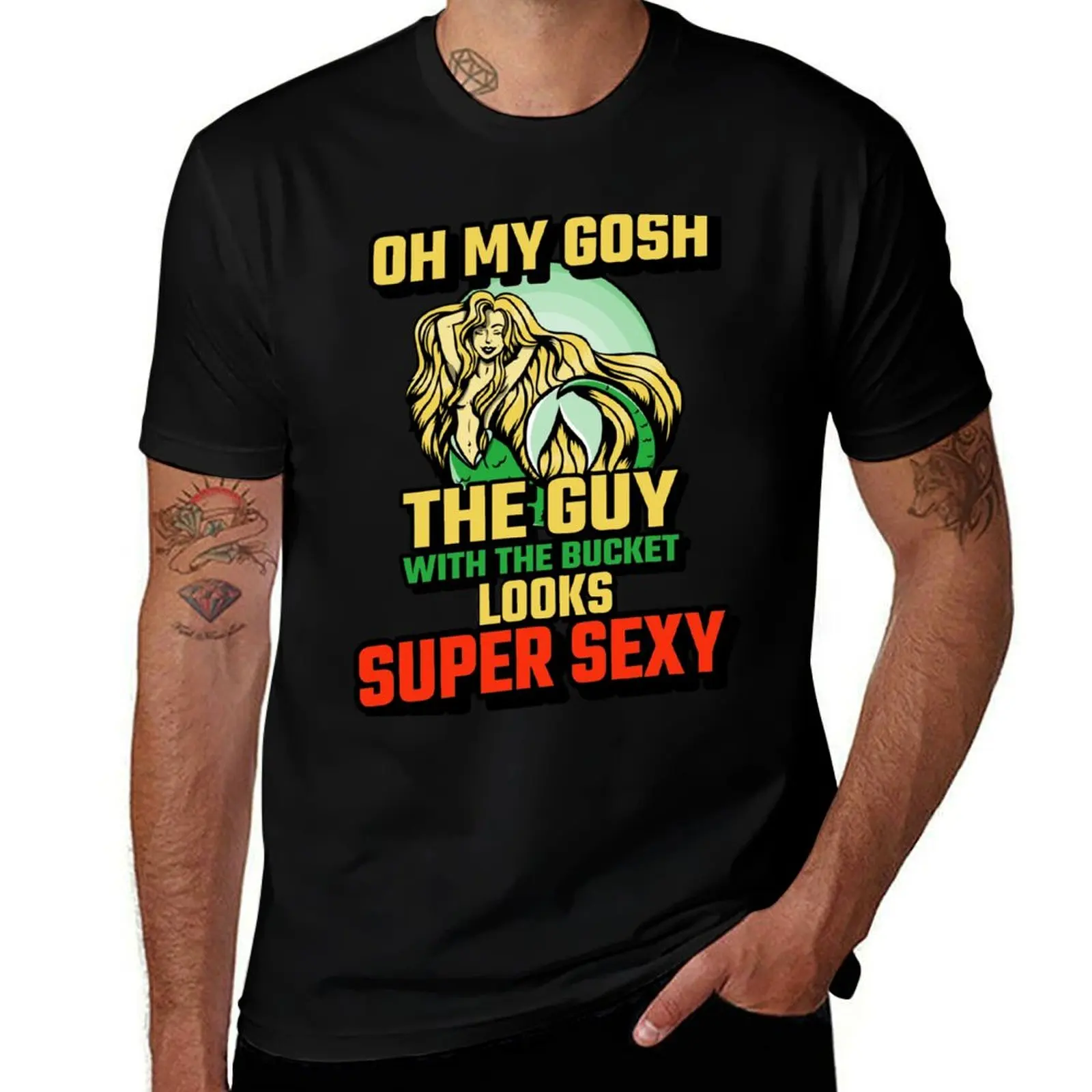 Mermaid Bucket Guy Sexy - Aquarium Fish Keeping Aquarist T-Shirt Summer Sports Quick Dry T-Shirt