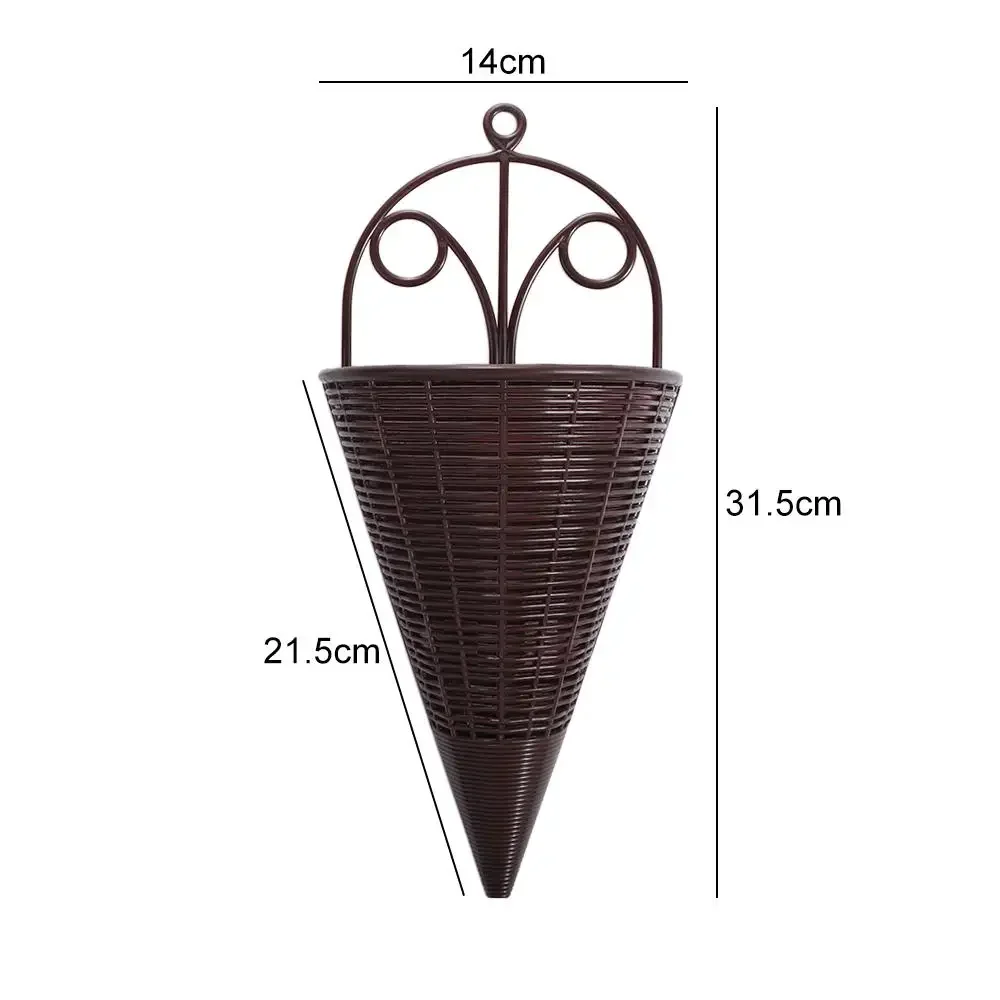Triangle Imitation Rattan Hanging Flower Basket Simulation Plastic Artificial Wall Hanging Flower Pot Wall Hanging