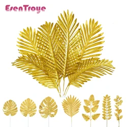 Artificial Gold Palm Leaves Tropical Realistic Fake Plants for Home Table Decoration Hawaii Wedding Jungle Birthday Party Decor