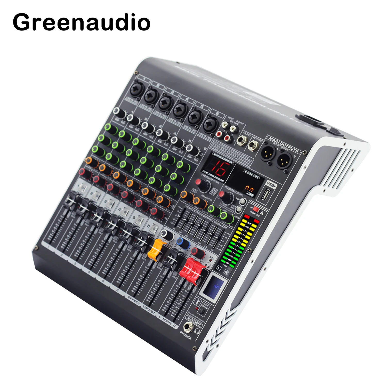 GAX-MC6 Professional Mixer 6 Channel Blueteeth digital mixing console with Reverb Effect Home Karaoke USB Live Interface Mixer