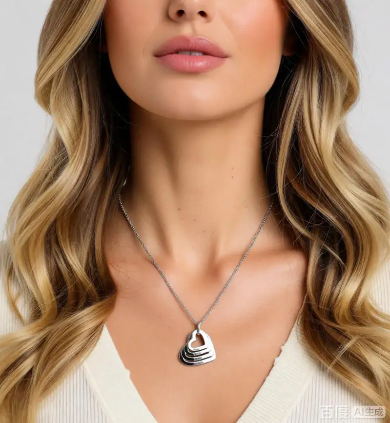 قلادة اسم شخصية من الفولاذ المقاوم للصدأ - مجوهرات على شكل قلب منقوشة كهدية للعائلة الحبيبة 2025 #1