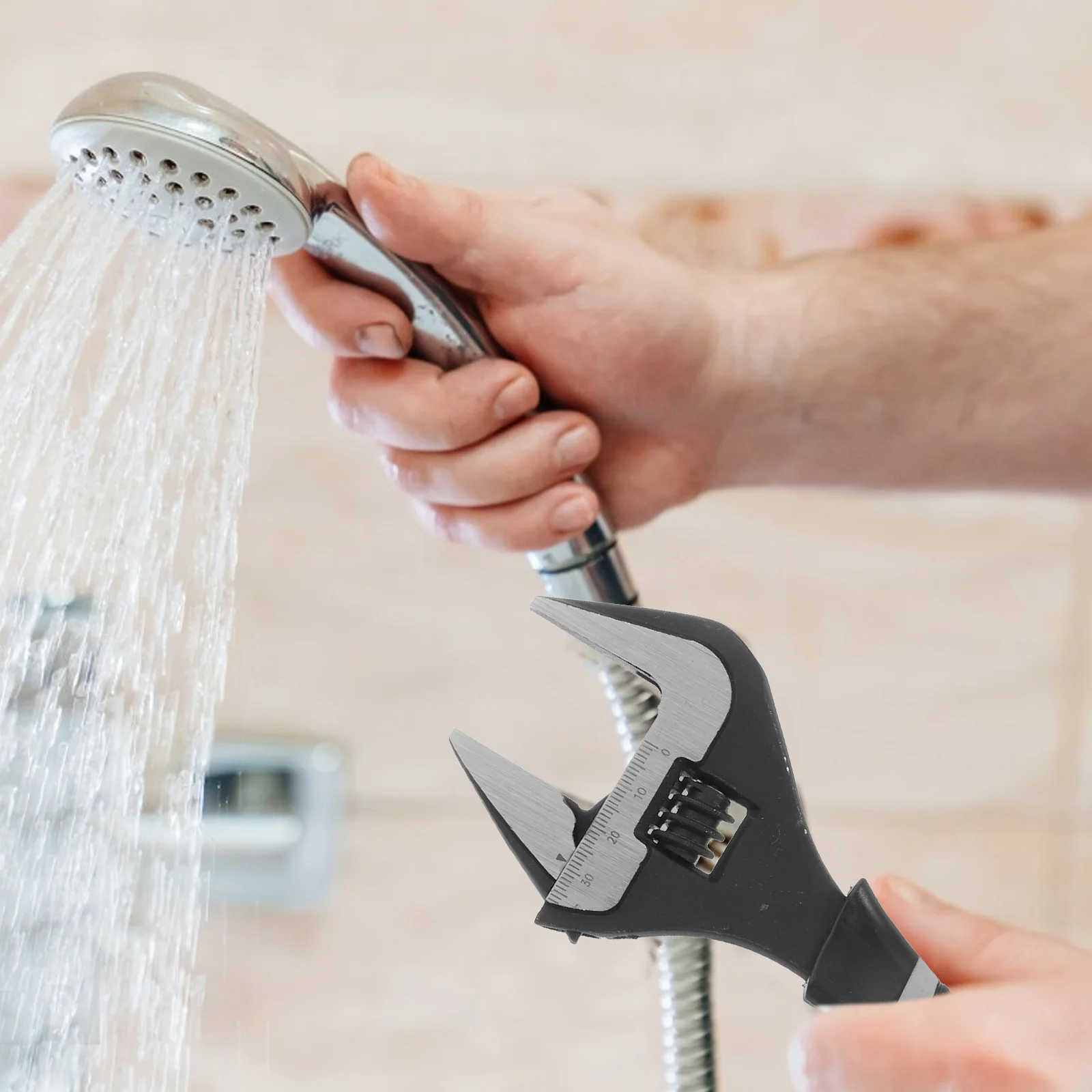 

1Pcs Multi Functional Open Wrench Heavy Duty Chrome Vanadium Steel Basin Wrench for Faucets Valves Showers Adjustable Monkey