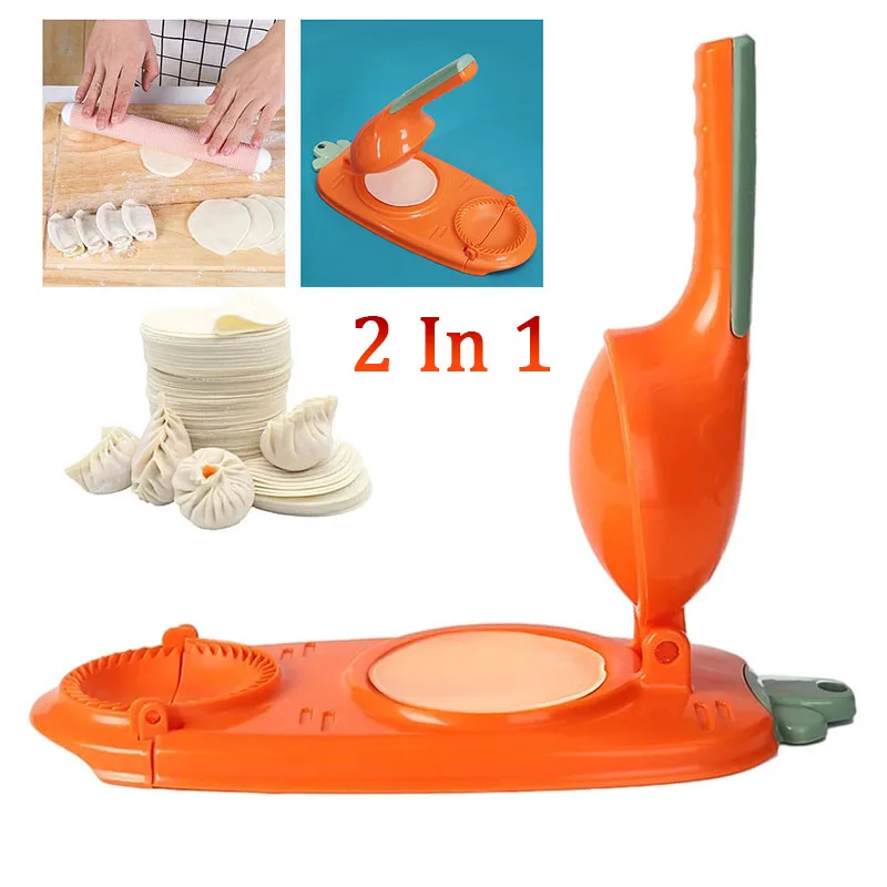 2 In 1 Kitchen Dumpling Skin DIY Dumpling Maker Manual Wrapper Making Plastic Mold Dough Pressing Tool Baking Accessories