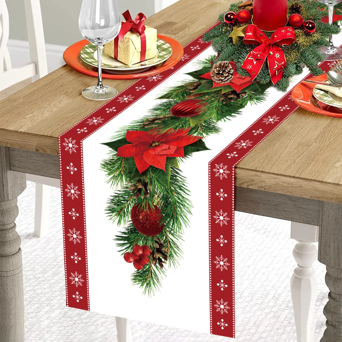 Christmas Table Runner Merry Christmas Decoration for Home Xmas Party Decor 2024 Navidad Notal Noel Ornament Happy New Year 2025