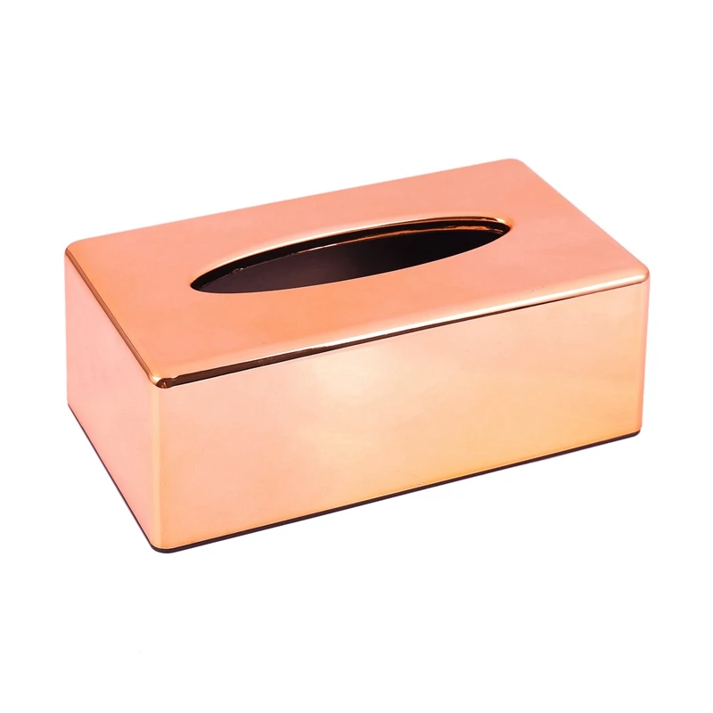 2X Paper Rack Elegant Royal Rose Gold Car Home Rectangle Shaped Tissue Box Container Napkin Tissue Holder