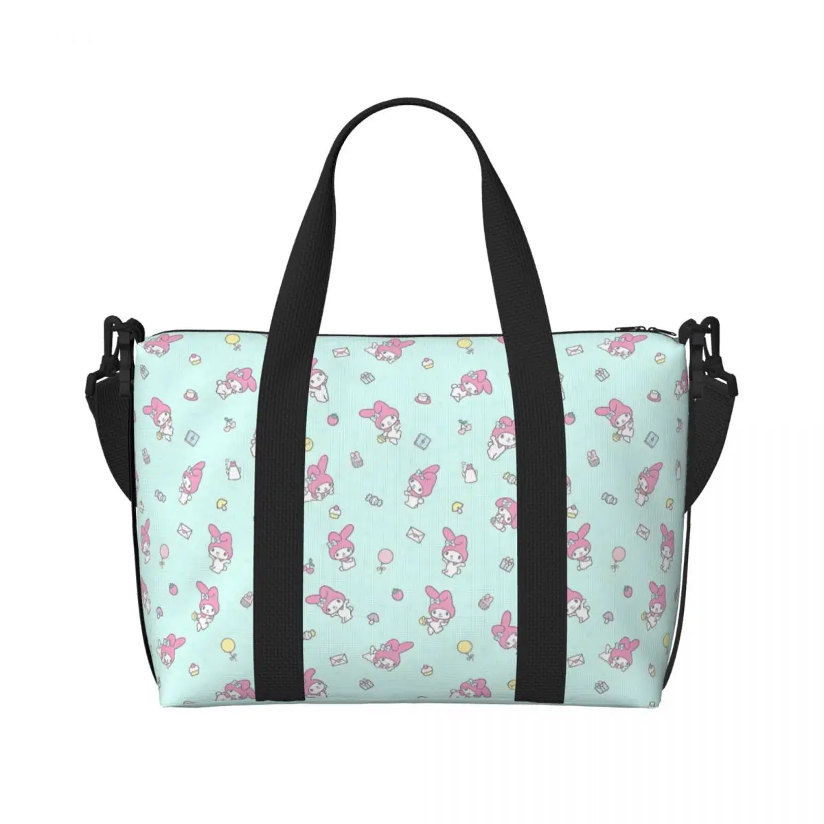 

Custom Melody Beach Tote Bag for Women Extra Large Gym Carry On Pink Rabbit Travel Shopping Bags
