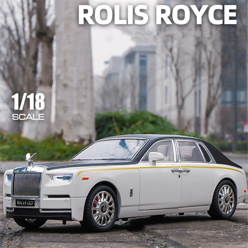 1/18 Rolls Royce Phantom Alloy Luxy Car Model Diecast & Toy Vehicles Metal Car Model Collection Simulation Sound Light Kids Gift