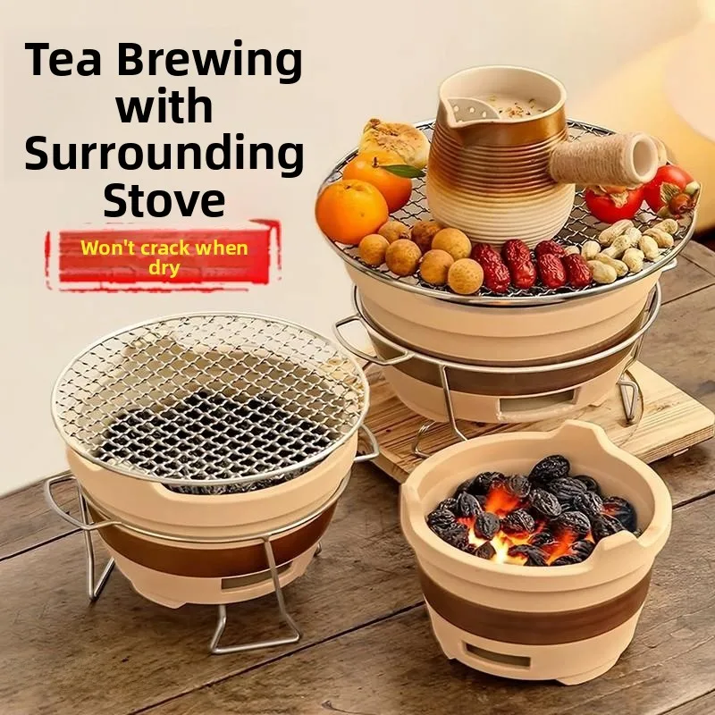 

Портативный разборный мангал Clete Outdoor Wood Charcoal BBQ, комплект для кемпинга и путешествий, на 6 человек