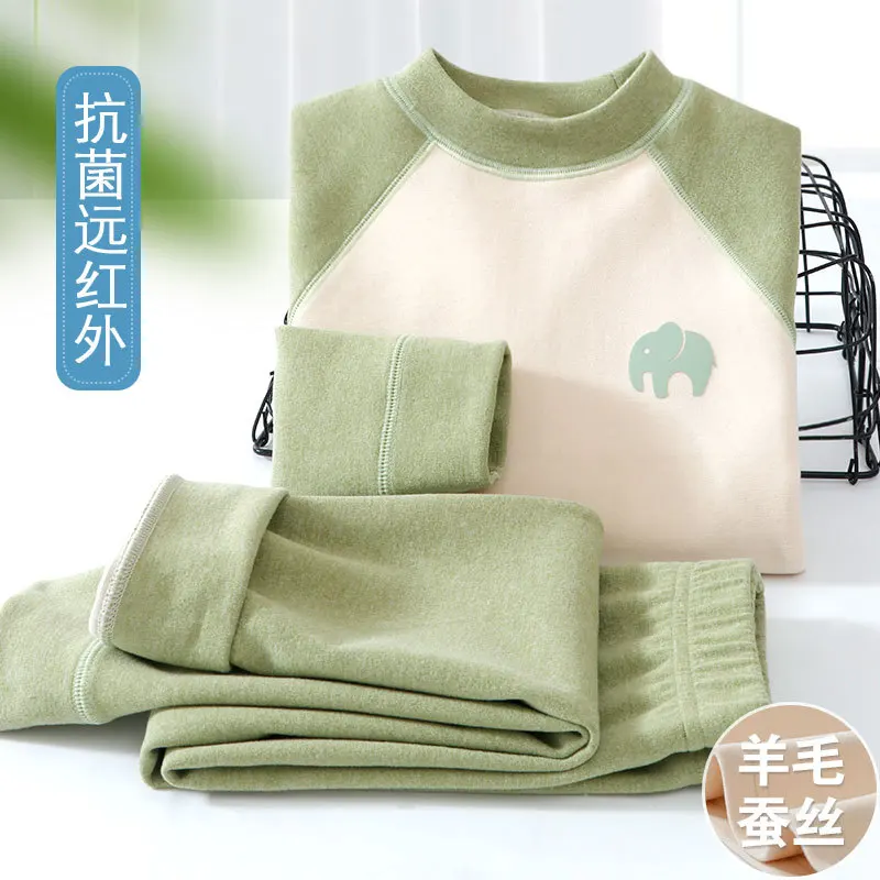 A-class children's thermal underwear set with thick velvet and constant temperature autumn clothes and pants for boys, girls, an