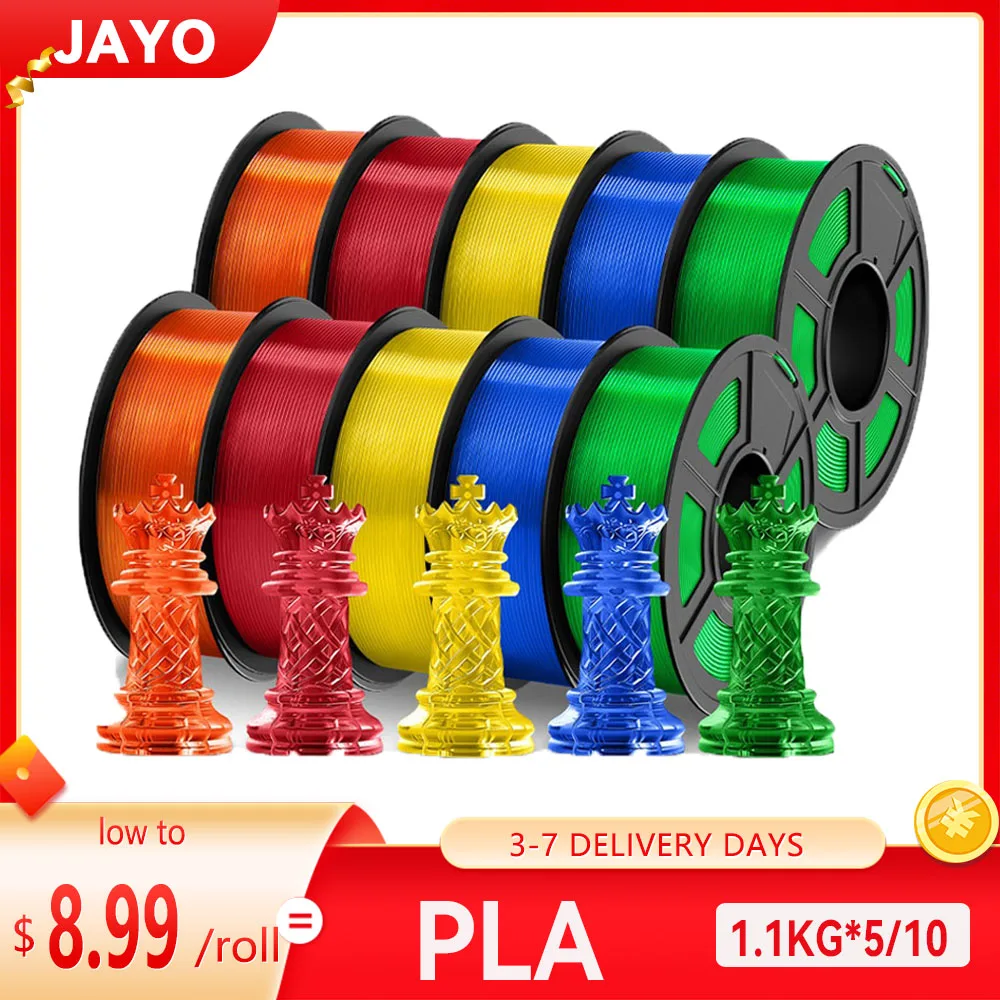 

JAYO 3D PLA Filament 1.75mm 5/10 Rolls pla Plastic For 3D Printer &Pen 1,1kg/roll 3D Printing Filaments Mix Color Fast Shipping