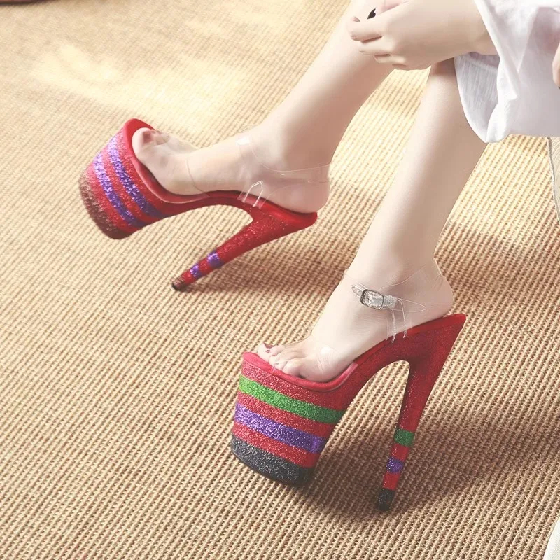 

New 20CM/8inches PVC Upper Sexy Exotic High Heel Platform Party Sandals Pole Dance Shoes Model Shows Sandals 016