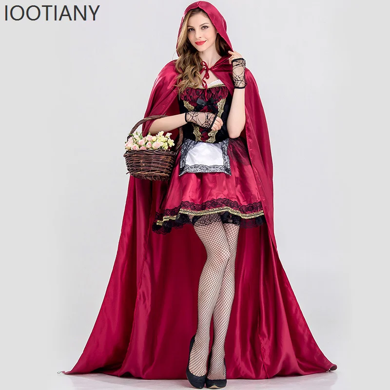 

New Halloween Anime Little Red Riding Hood Costume Adult Ladies Cosplay Role Play Costume Masquerade Dress Up Princess Costume