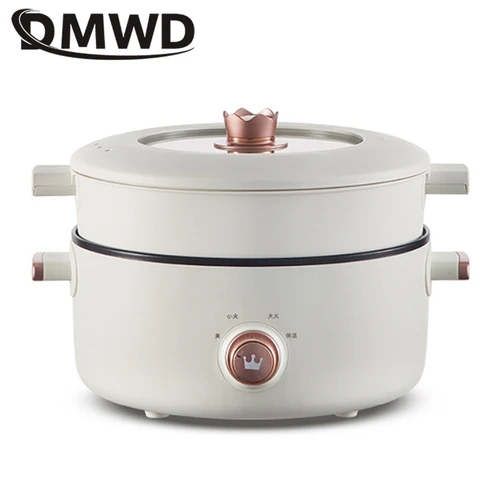 DMWD 다기능 전기 밥솥 미니 프라이팬, 들러붙지 않는 음식 스티머, 끓는 스튜 냄비, 국수 냄비, 220V, 3L