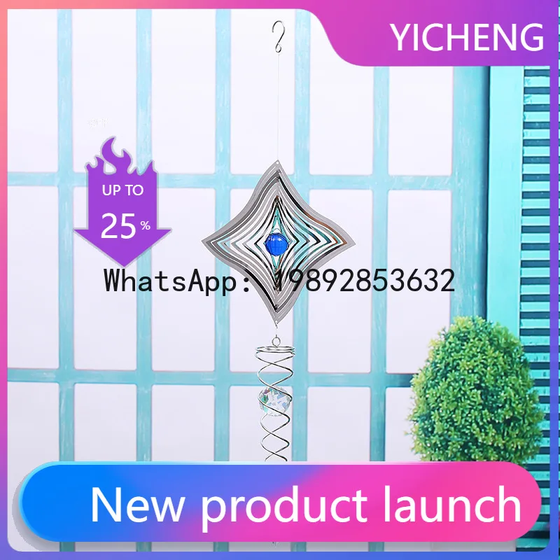 

ZF Stainless Steel Mirror Crystal Ball Metal Rotating Wind Chime Wind Spinner Hanging Ornament Outdoor Garden Tornado