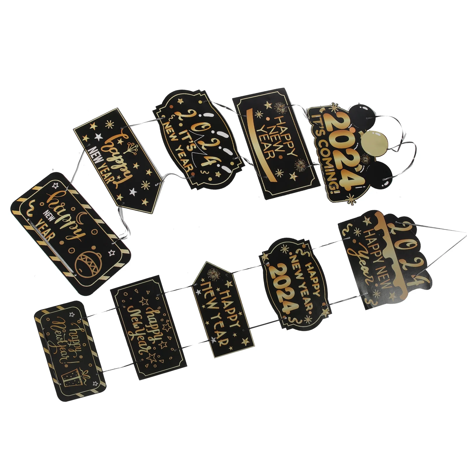 

1 Pair New Year Door Banner 2024 Porch Sign Lightweight Outdoor Indoor Bunting Decoration Red Gold Festive Party Supplies Home